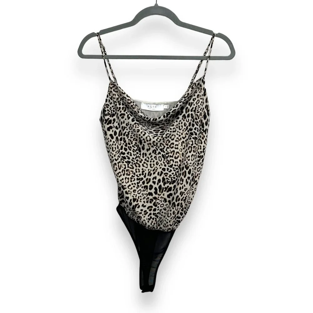 ASTR Bodysuit Womens Small Cheetah Leopard Animal Sexy Feminine Mob Wife - Picture 3 of 14